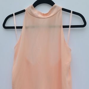 Naked Zebra Peachy Pink High Neck Button Collar Tank